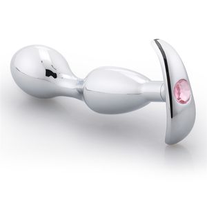 Plug anale in metallo Acciaio inossidabile Dildo di cristallo Giocattoli del sesso Massaggiatore della prostata Punto G Stimolare i giocattoli del sesso per donna Uomo Masturbatori Y18110106