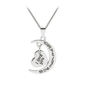 Halskette mit Herz-Anhänger „I love you To The Moon and Back“ für Damen und Herren, lieben Modeschmuck, Valentinstagsgeschenk