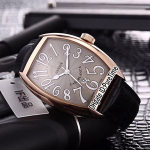 Neue Casablanca 8880 C DT Roségold Graues Zifferblatt Japan Miyota 8215 Automatik Herrenuhr Schwarzes Lederarmband Uhren Datum Sportuhr F132b2