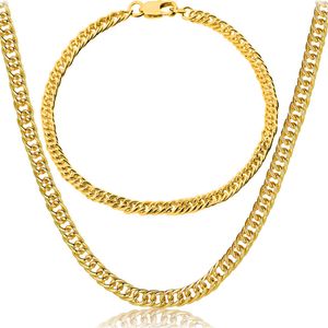 18k geel goud gevulde ketting en armband set gouden kleur hiphop chunky grote ketting voor heren sieraden set