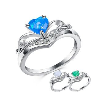 925 Sterling Silver Heart Klejnot Kamień Biżuteria Kryształ Błyszczący Piękny Zaręczyny Ślubny Boże Narodzenie prezent