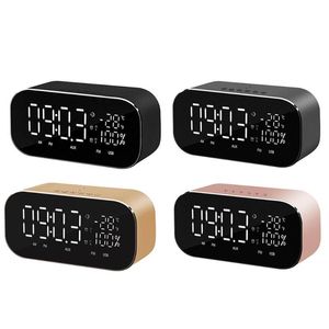 Bluetooth Speaker Desk Klocka Stöd Temperatur LCD Display FM Radio TF Alarm Clock Datum Display Heminredning