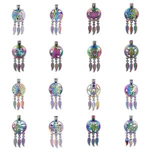 10pc Rainbow Colored Dream Catcher Dragon Snowflake Love Elf Oyster Pearl Cage Essential Oil Diffuser Mohemian Locket Pendant Jewelry Making