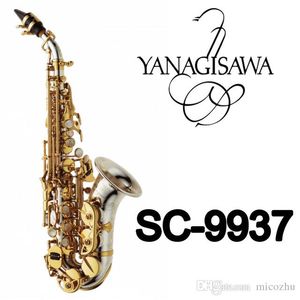 Varumärke Instrumentyanagisawa SC-9937 Böjd professionell sopransaxofon silvermässing mässing Sax munstycke lappar kuddar vassar böjhals