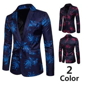 Autumn and winter men's wear a buckle suit, red, blue, digital printed suit, casual dress