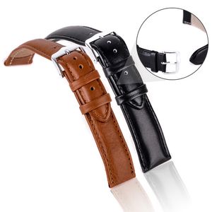 Watch Band 12mm,14mm,16mm,18mm,20mm,22mm,24mm Soft Sweatband Leather Strap Steel Buckle Wrist WatchBand