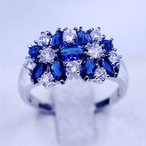 Nuovo arrivo gioielli Birthstone fedi nuziali anelli per donna uomo 5A Blue Zircon Cz 925 Sterling silver femminile Party Ring