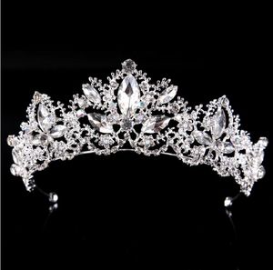Vackra högkvalitativa kristaller Bröllop Bridal Rhinestone Pearl Beaded Hair Tillbehör Huvudband Band Crown Tiara Ribbon Headpiece Smycken