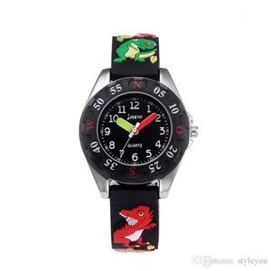 Kid Watch 3D Cartoon Dinosaur Lovely Kids Girls Boys Barn Studenter Quartz Armbandservy Mycket Popular Wristwatc Sport Klocka 30m Vattentät