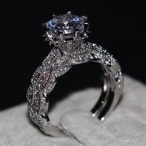 Choucong Smycken Kvinnor Bridal Set Ring 3ct Diond 925 Sterling Silver Engagement Bröllop Band Ring SZ 5-11