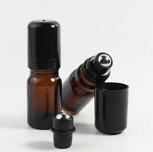 5ml 1/6 Ozの空の詰め替え可能な鋼鉄金属ローラーボールロール香料の香水ガラスのびんの瓶の上のオイルボトルLX1162