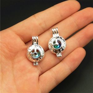 10st Silver Clock Pearl Cage Smycken Göra Tillbehör Pärlor Bur Pendant Aroma Essential Oljediffusor Locket för Oyster Pearl