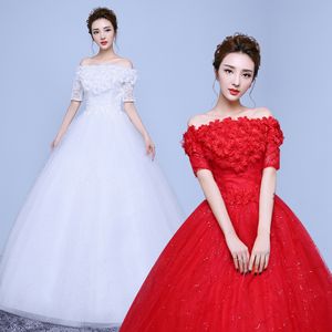 Pełne aplikacje z krótkim koronkowym rękawem tanie plus size suknia ślubna 2018 Vinatge Bride Suknia Custom Make Vestidos de Noiva