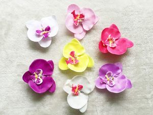 Pinzas De Pelo De Niño Mariposa al por mayor-20pcs violeta orquídea Phalaenopsis mariposa flores pelo pinzas para niñas tocado ramillete vendas de la flor del pelo banda de Kid Accesorios HD3561