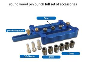 Kostenloser Versand 1 SET Neue Holzbearbeitungswerkzeuge Aluminiumlegierung Holz Gerade Loch Präzise Selbstzentrierende Bohrdübel Jig Kit für 6/8/10mm Dübel