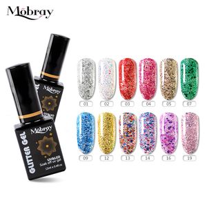 Mobray Diamonds UV Gel Nail Polish 12 colori 12ml Soak Off Gel Polish Prodotti per la bellezza e la cura delle unghie Lampada a luce UV a colori puri