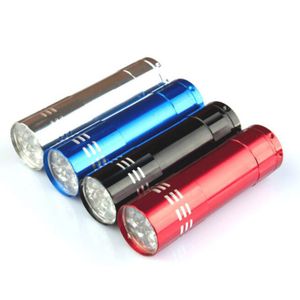 Bärbar 9 Cree LED UV Light Flashlight Vandringslampa Aluminium Alloy Pengar Detekterar LED UV Lampa Ljus Högkvalitativt Bästa pris