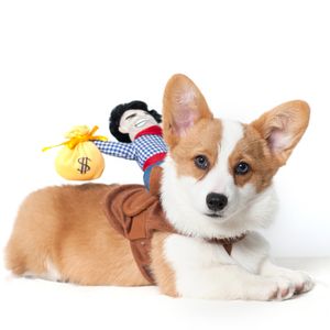 Frete grátis brinquedo Criativo roupas de cão brinquedos personalidade Engraçado Transformar cavaleiro Cowboy Pet roupas de inverno