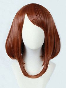 Anime My Hero Academia Ochako Uraraka Kort Brun Bobo Cosplay Peruk