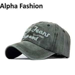 Alpha Fashion Jeans Tvätt Bomull Baseball Märke Märke För Kvinnor Snapback Kepsar För Män Sun Hat Casquette Justerbara hattar Partihandel D18110601