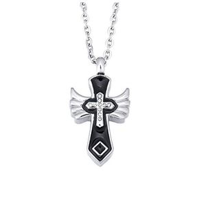 Mode Smycken Angel Wings Cross Cremation Urn Pendant Memorial Smycken Rostfritt Stål Urn Halsband Urn Locket