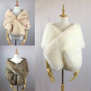 New Faux Fur Bridal Shawl Fur Stick Wraps Marriage Shrug Coat Bride Winter Wedding Party Boleros Jacket Free Size