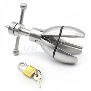 Verriegelbarer Buttplug, Edelstahl-Stretch-Anal-Dilatator-Plug mit Schloss, Anal-Verlängerungsspielzeug, Dilatator, Analperlen, Kugeln, Spielzeug D18111502