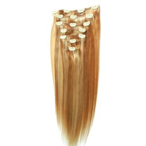 10"-24" Clip In Human Hair Extensions Straight Full Head Set 8pcs 100g Remy Hair Malaysian Full Head Clip in Human Hair Extensions