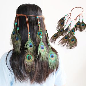 Bohemian Feather Headband Festival Hippie Girls Fashion Boho Colorful Hair Band Accessories for Women Styling Peacock Headdress Adjustable