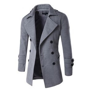 2018 NEW Men's Spring Autumn men Slim fit Overcoat for man wool blends double breasted trench coat