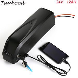 Free shipping 24V 300W Shark lithium ion battery pack 24V 12Ah Hailong Electric Bike battery with USB fit + charger