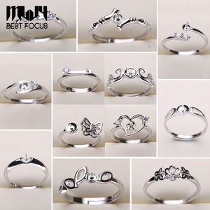 Pearl Ring Inställningar 925 Sliver Ringar för kvinnor 20 stilar Mix DIY Ringar Justerbar storlek Smycken Inställningar Julklapp