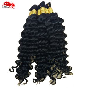 Hannah product Wholesale Human Hair Bulk In Factory Price 3 Bundle 150g Brazilian Deep Curly Wave Bulk Hair For Braiding Human Hair No Weft