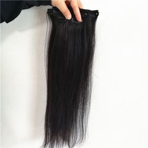 브라질 처녀 머리 실크 스트레이트 클립에 인간의 머리카락 세트 천연 색 80g 100g 무료 DHL UPS 염색 수 있습니다.