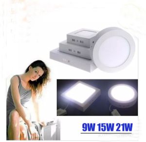 Ściemniany 9W 15W 21W LED LED panel Lampa Downlight Lampki sufitowe Okrągły / kwadratowa instalacja powierzchni Nie trzeba obniżyć otwór AC 85-265V + sterownik LED