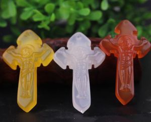 Natural Agate Jade Hand Carved Fine Cross Pendant Bridal Jewellery Jade Statue Collection Summer Ornaments Natural Stone Hand Engraving