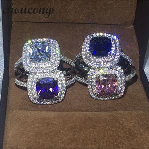 Choucongファッションジュエリームッチルカラーダイヤモンド925スターリングシルバーEngagemenrウェディングバンドリング