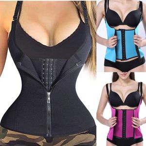 Shaper do corpo Vest Spandex Zíper Sweat Sauna Body Shaper Mulheres Emagrecimento Colete Sólida Cintura Trainer 3 cores