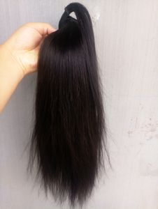 Ny Ankomst Brasilianska Human Virgin Remy Straight Ponytail Hårförlängningar Natral Svart Färg 100g En Bundle