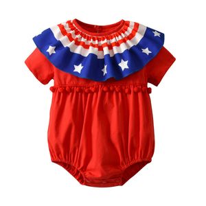 Kinderkleidung 2018 neue gestreifte Sterne Babyspielanzug Overall Sommer Kleinkind Mädchen Kleidung 4. Juli One-Pieces Outfits Sunsuit