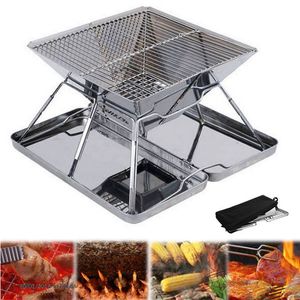 Outdoor Przenośna Składana Grill Ze Stali Nierdzewnej Strona główna Portable-węgiel drzewny Grill-Piekarnik BBQ Kuchenka Charcola Grill Grill