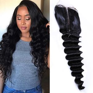 Peruvian Human Hair 4X4 Lace Closure Deep Loose Hair Closure Loose Deep Natural Color Baby Hair Extensions