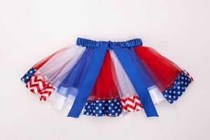 Barn amerikansk flagga tutu klänningar nya barn nyfödda spetsar prinsessa kjol pettiskirt ruffle balett danskläder självständighet dag kjol kläder