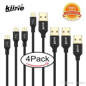 Kabel Micro USB Kiirie 4 Pack 1x1ft 2 * 3.3ft 1x6.6ft Metalowa Kable ładujące o dużej prędkości Android Ładowarka do typu C LG Huawei I 5 6 7 8 x Telefon