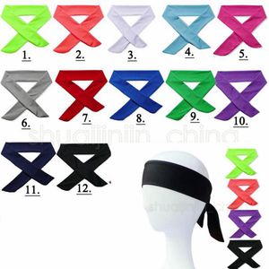 Sport Headbands Solid Tie Back Stretch Sweatbands Yoga Hair Band Moisture Wicking Men Women Bands scarves for Running Jogging GGA517