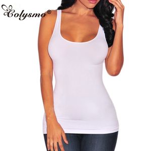 Colysmo S-6XL Damen-Tanktop aus Baumwollmischung, ärmellos, Rundhalsausschnitt, normaler Rücken, einfarbig, Unterhemd, Übergröße