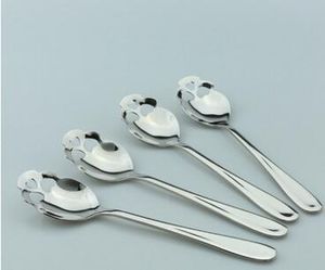 Silvery Scoops Skull Head Stainless Steel Slotted Spoons Set For Adults Flatware Strainer Scoop Metal Filter Spoon Creative