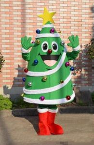 2018 Factory sale hot Christmas Tree mascot costume with big yellow star and colorful balls newest holiday carnival