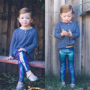 Heta barn kläder baby flicka kläder fisk skala leggings gradient casual långa byxor penna byxor stretchy leggings för barn 0-5 år