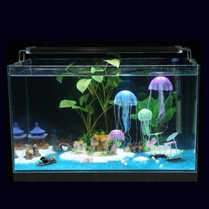 Högkvalitativ glödande effekt konstgjord maneter fisk tank akvarium dekoration mini ubåt prydnad undervattens djur dekor